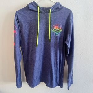 Surf Style Gulf Shores AL Neon Drawstring Graphic Beach Hoodie Large